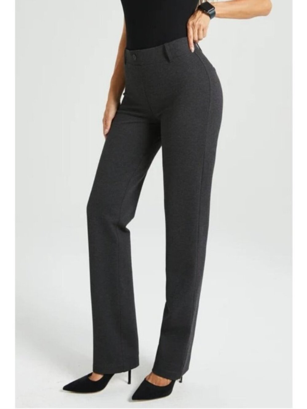 Betabrand Classic Dress Pant Yoga Pant Straight Leg Size XL Petite Charcoal Grey